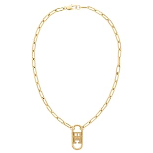 Tommy Hilfiger Yellow Gold Coloured Monogram Long Chain Pendant