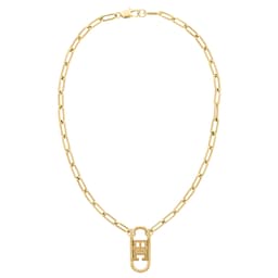 37150282 - Yellow Gold Coloured Monogram Long Chain Pendant