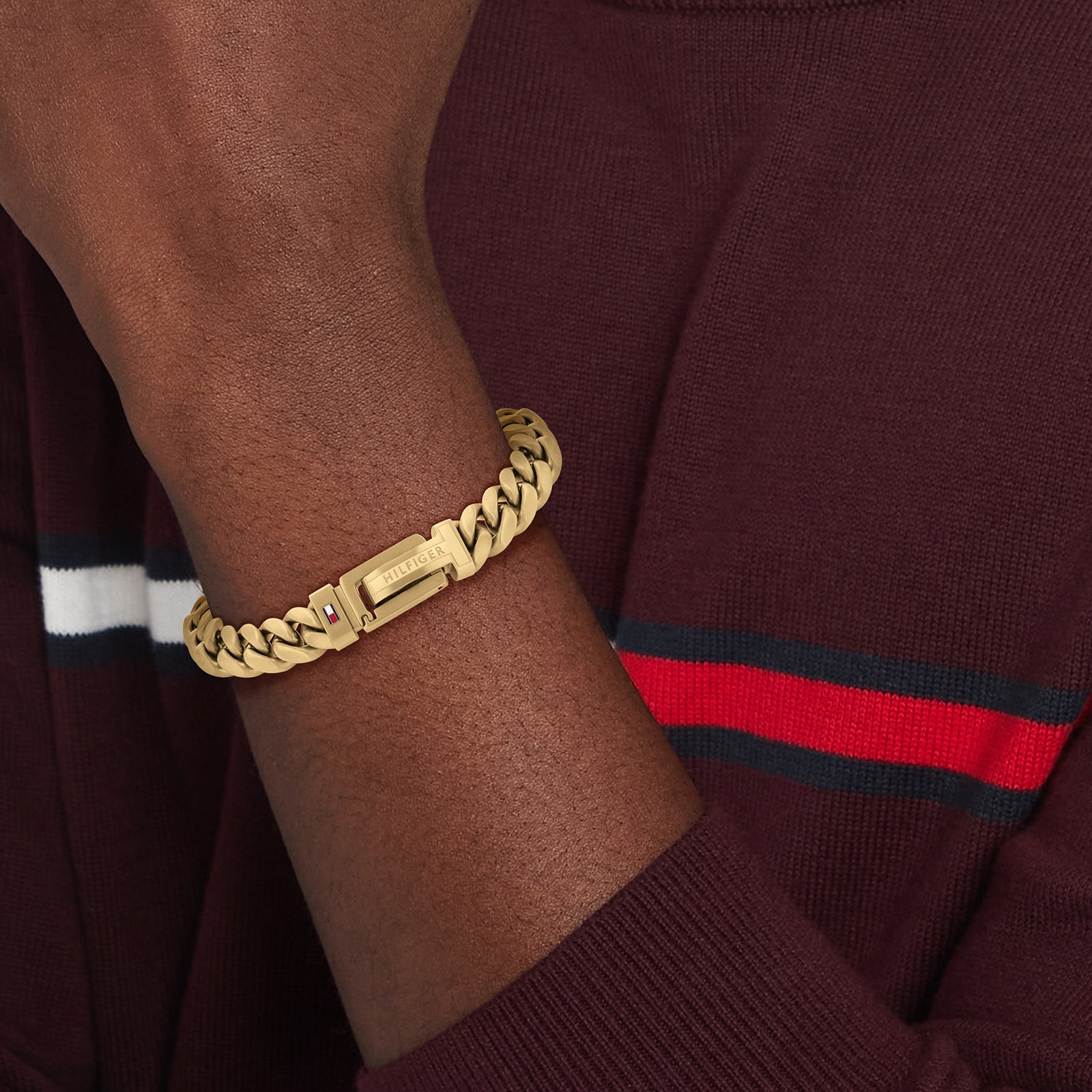 Tommy Hilfiger Yellow Gold Coloured Gents Adjustable Braided Bracelet