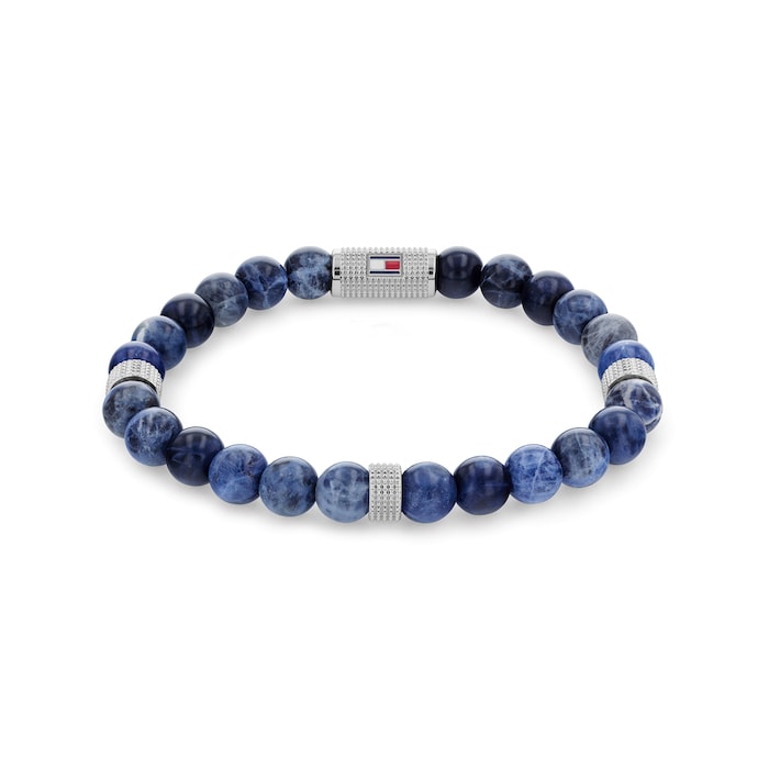 Tommy Hilfiger Stainless Steel Gents Blue Beaded Stone Bracelet