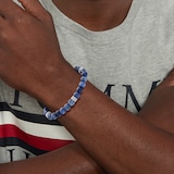 Tommy Hilfiger Stainless Steel Gents Blue Beaded Stone Bracelet