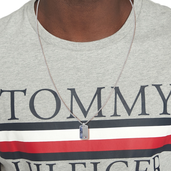 Tommy Hilfiger Stainless Steel Gents Beaded Stone Dog Tag
