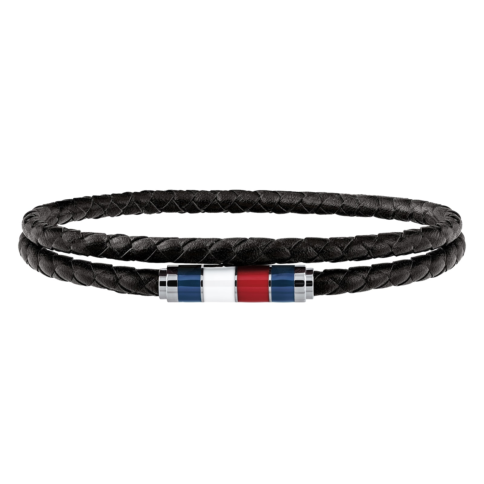 Tommy Hilfiger Stainless Steel Gents Black Leather Wrap Casual Bracelet ...