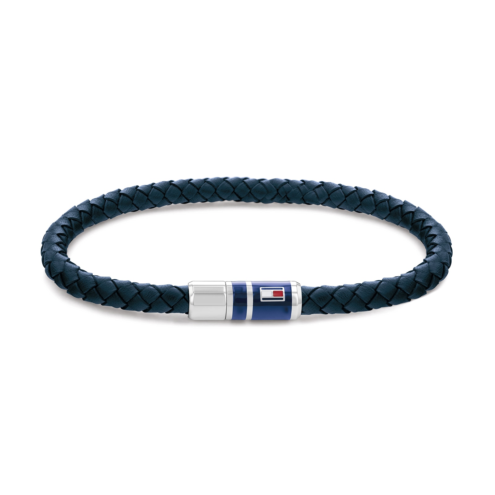 Tommy Hilfiger Stainless Steel Gents Blue Leather Braided Bracelet