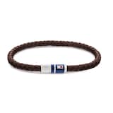 Tommy Hilfiger Stainless Steel Gents Brown Leather Braided Bracelet