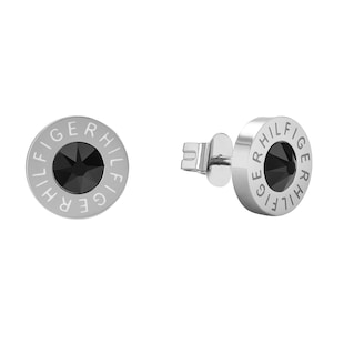 Tommy Hilfiger Stainless Steel Gents Black Stone Stud Earrings