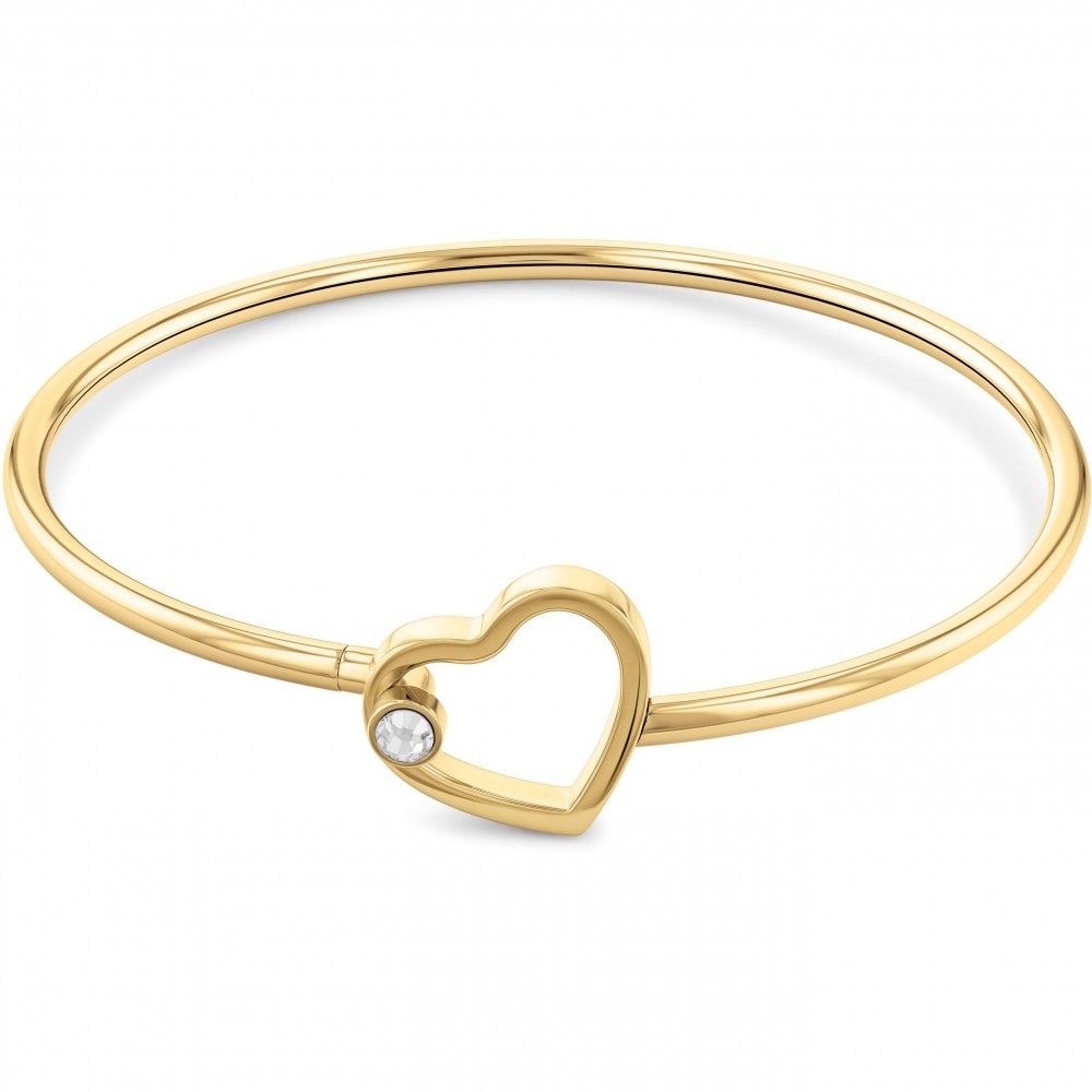 Ladies Gold Plated Crystal Heart Bangle