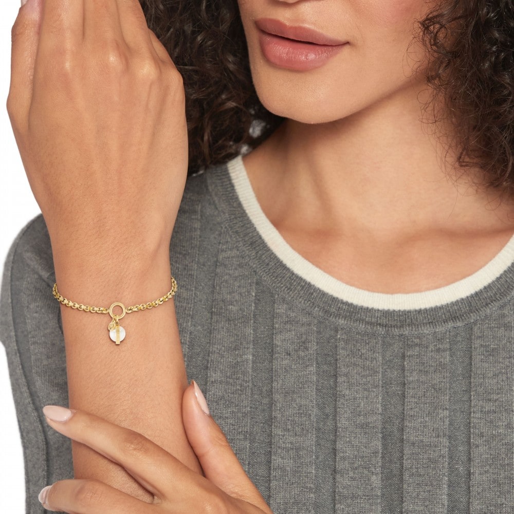 Tommy Hilfiger Ladies Gold Coloured Hanging Pearl Bracelet