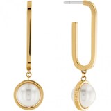 Tommy Hilfiger Ladies Yellow Gold Coloured Pearl Drop Earrings