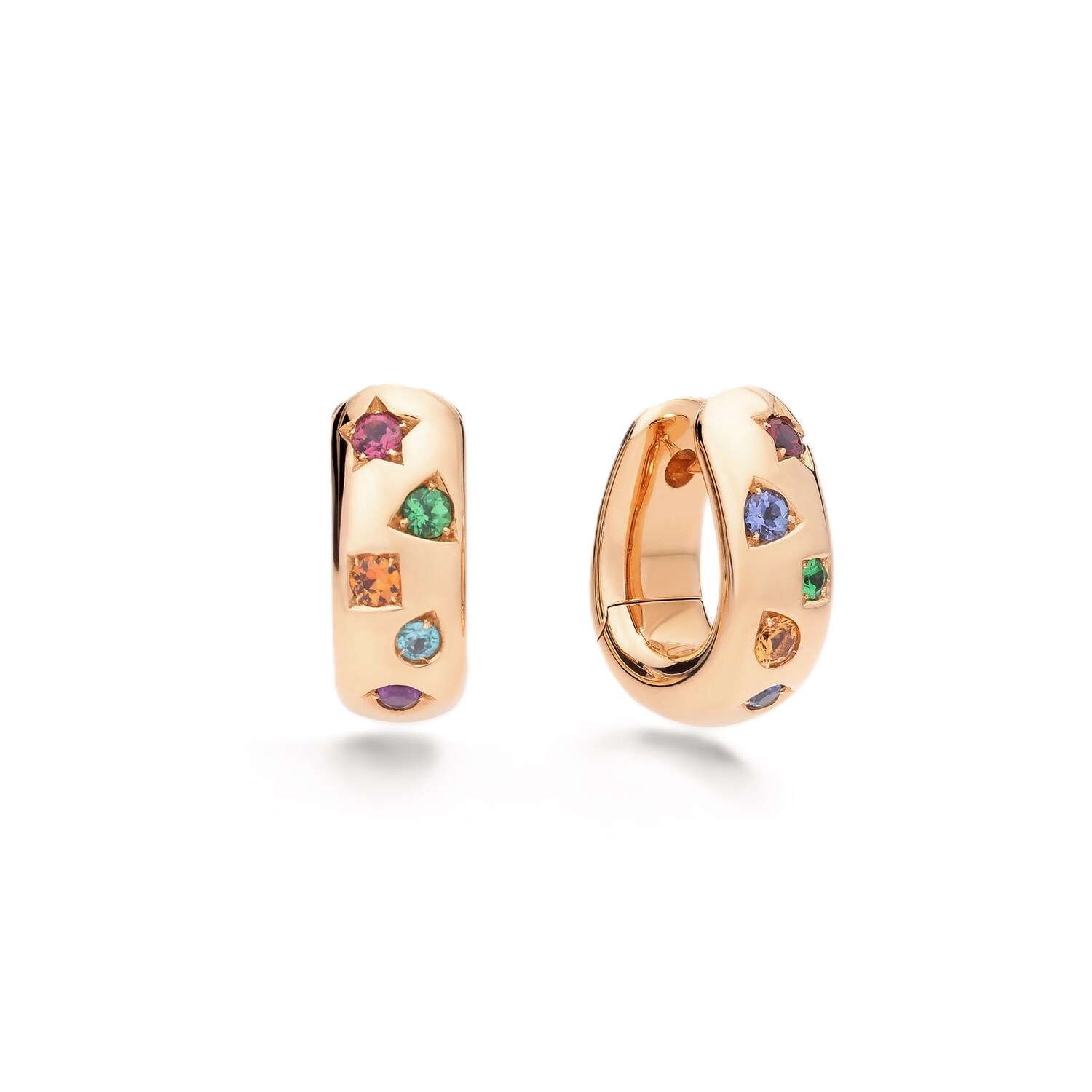 Iconica 18ct Rose Gold Multi Stone Hoop Earrings