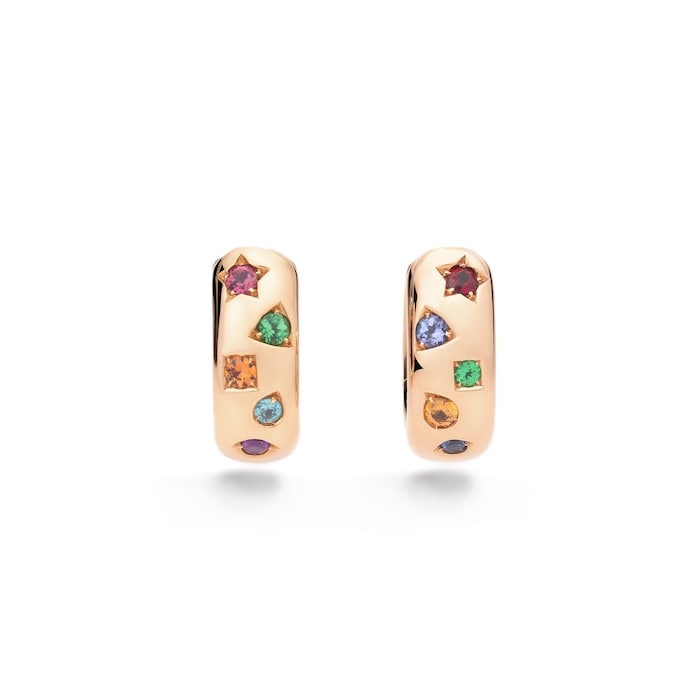 Pomellato Iconica 18ct Rose Gold Multi Stone Hoop Earrings
