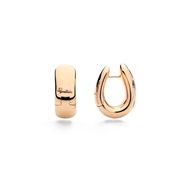 Pomellato Iconica 18ct Rose Gold Multi Stone Hoop Earrings