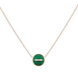 37190041 - Pom Pom Dot 18ct Rose Gold Malachite & Mother of Pearl 0.05ct Diamond Pendant