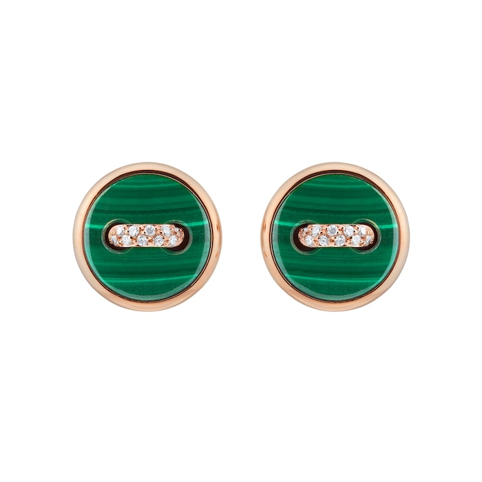 Pomellato Pom Pom Dot 18ct Rose Gold Malachite & 0.07ct Diamond Earrings