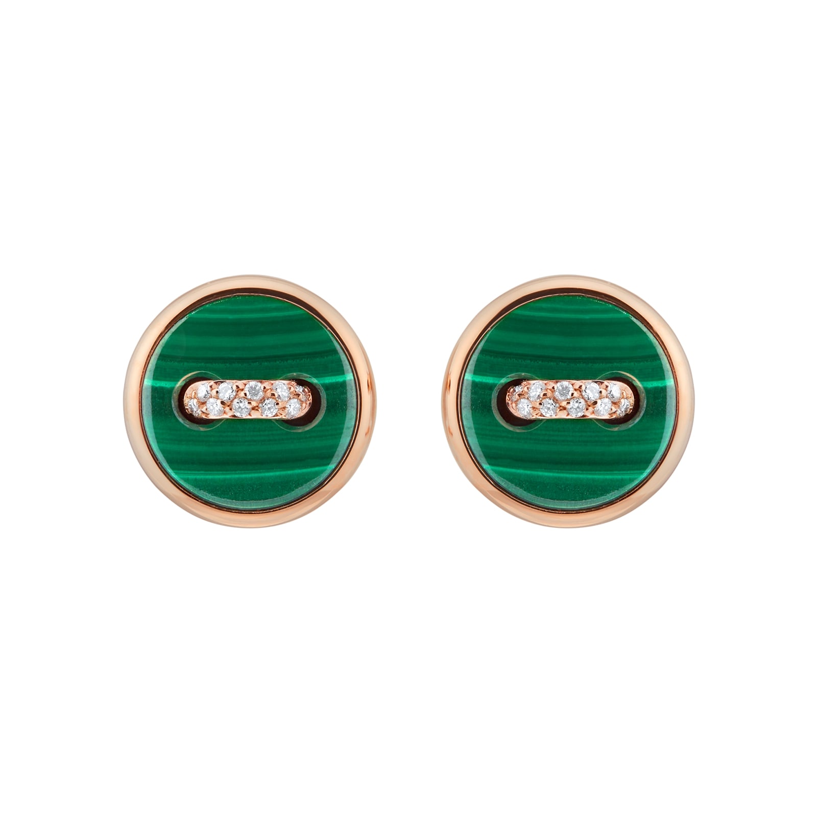 Pomellato Pom Pom Dot 18ct Rose Gold Malachite & 0.07ct Diamond Earrings