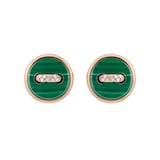 Pomellato Pom Pom Dot 18ct Rose Gold Malachite & 0.07ct Diamond Earrings