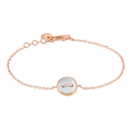 37190045 - Pom Pom Dot 18ct Rose Gold Mother of Pearl 0.03ct Diamond Bracelet