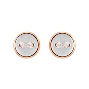 Pomellato Pom Pom Dot 18ct Rose Gold Mother of Pearl & 0.07ct Diamond Earrings