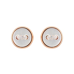 37190046 - Pom Pom Dot 18ct Rose Gold Mother of Pearl & 0.07ct Diamond Earrings