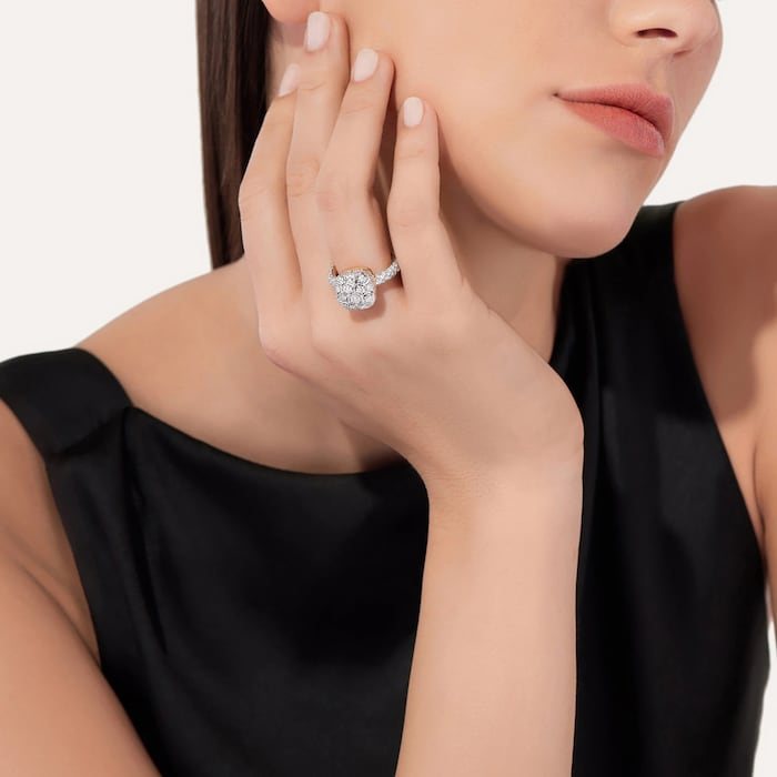 Pomellato 18K White Gold Nudo Maxi Diamond Ring - Size 6.25
