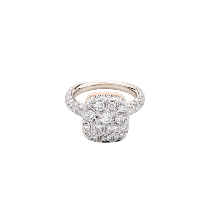 Pomellato 18K White Gold Nudo Maxi Diamond Ring - Size 6.25