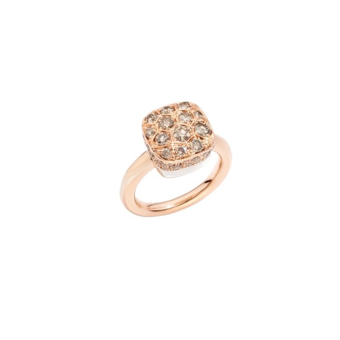 Pomellato 18K Rose Gold Nudo Maxi Brown Diamond Ring - Size 7.25