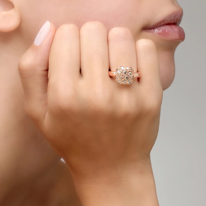 Pomellato 18K Rose Gold Nudo Maxi Brown Diamond Ring - Size 7.25
