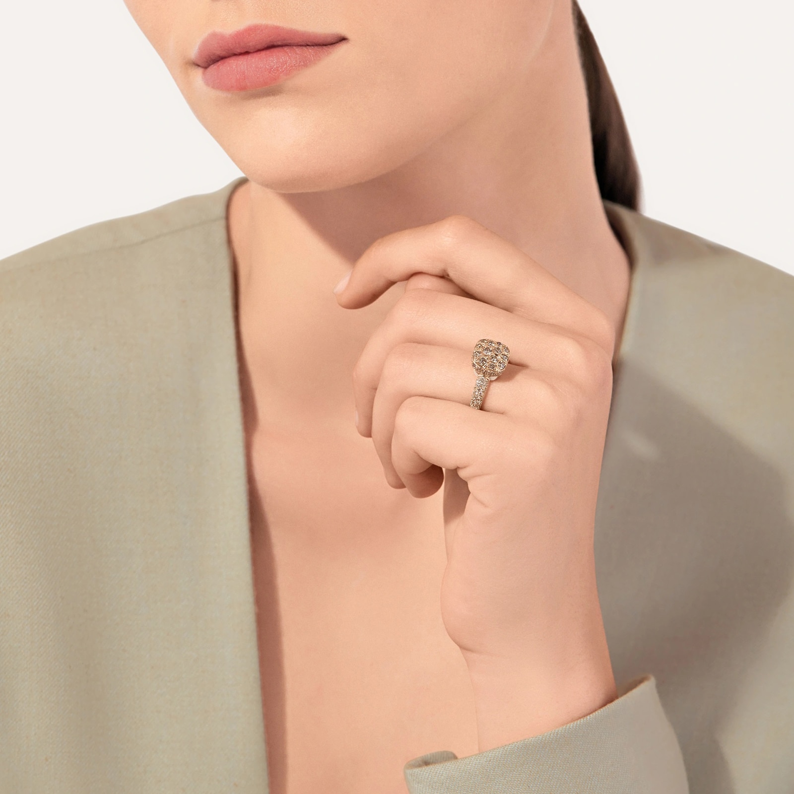 Pomellato 18K Rose Gold Nudo Classic Brown Diamond Ring - Size 6.75 Pomellato 18K Rose Gold Nudo Classic Brown Diamond Ring - Size 6.75
