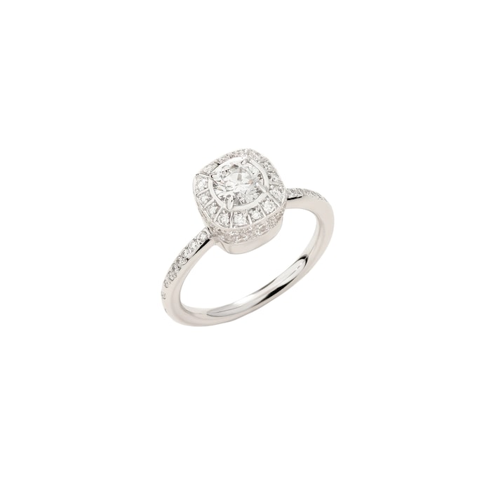 Pomellato 18K White Gold Nudo Petit Diamond Ring - Size 6.75