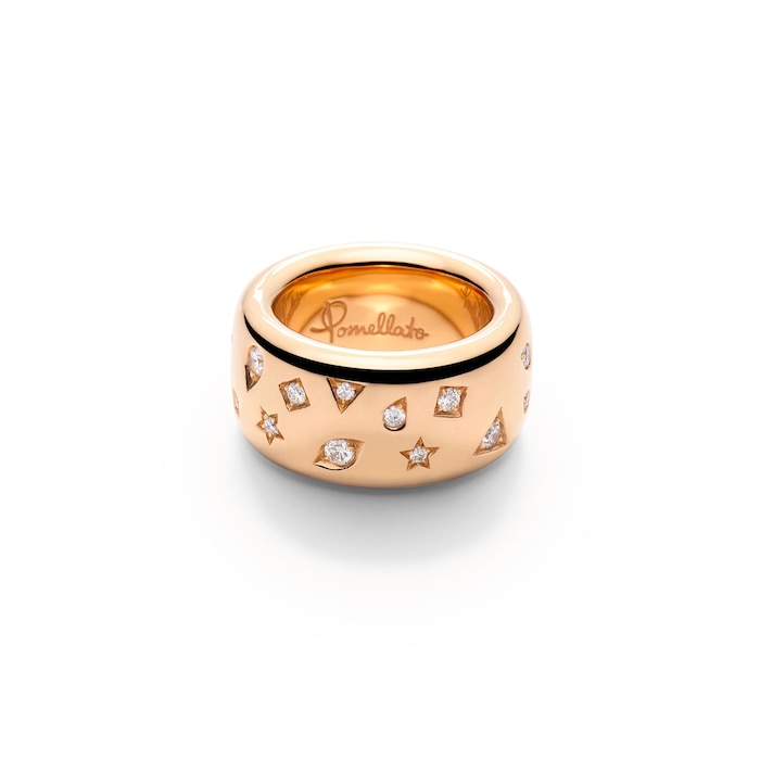 Pomellato 18K Rose Gold Iconica Large Diamond Ring - Size 6.75