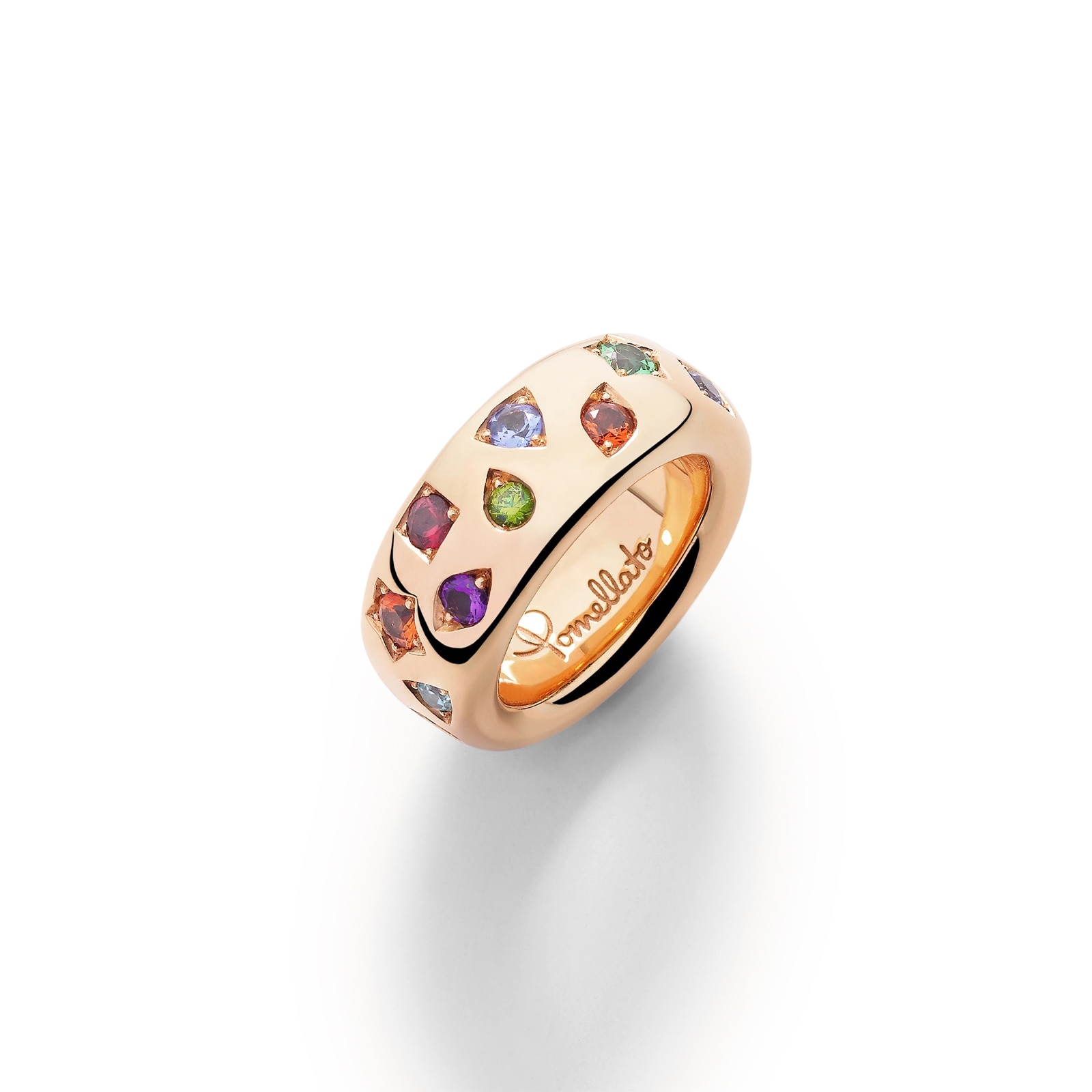 Pomellato 18K Rose Gold Iconica Medium Mixed Gemstone Ring - Size 7.25