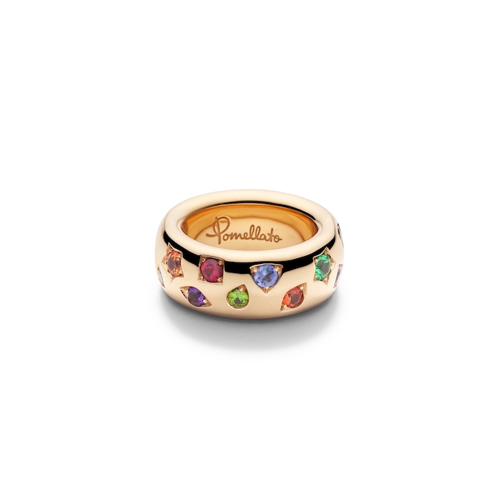 Pomellato 18K Rose Gold Iconica Medium Mixed Gemstone Ring - Size 7.25