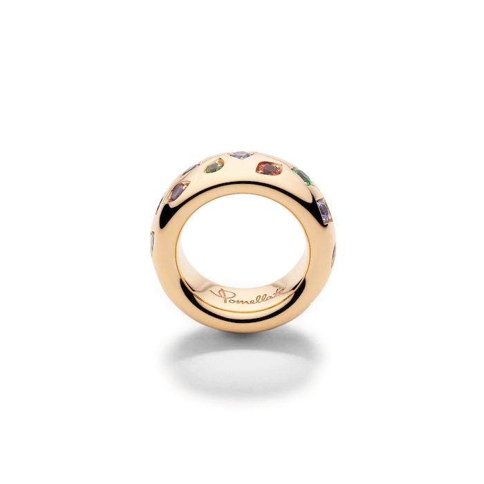 Pomellato 18K Rose Gold Iconica Medium Mixed Gemstone Ring - Size 7.25