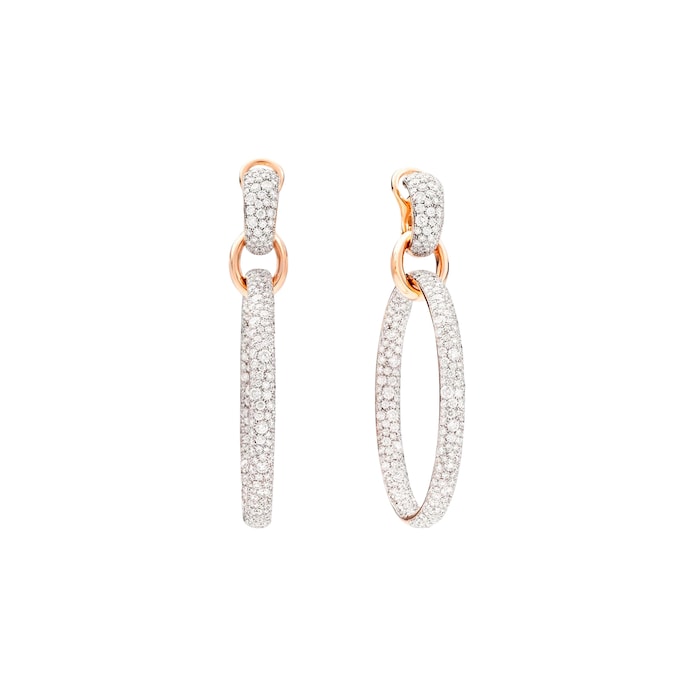 Pomellato 18K Rose Gold Iconica Diamond Double Drop Earrings