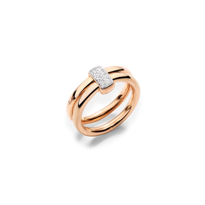 Pomellato 18K Rose Gold Pomellato Together Diamond Ring - Size 6.25