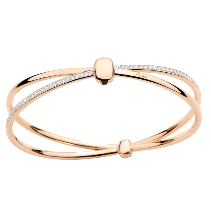 Pomellato 18K Rose Gold Pomellato Together Diamond Twist Bangle - Medium