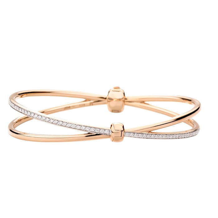 Pomellato 18K Rose Gold Pomellato Together Diamond Twist Bangle - Medium