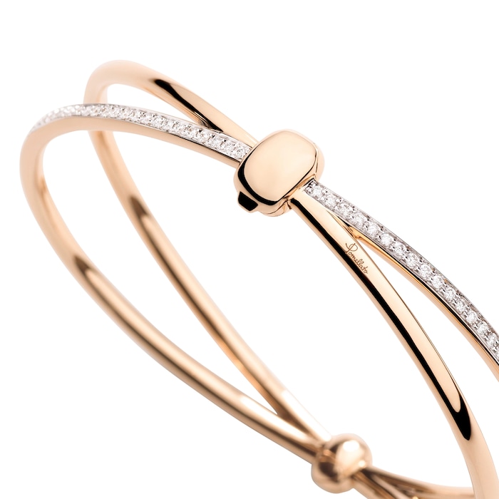 Pomellato 18K Rose Gold Pomellato Together Diamond Twist Bangle - Medium