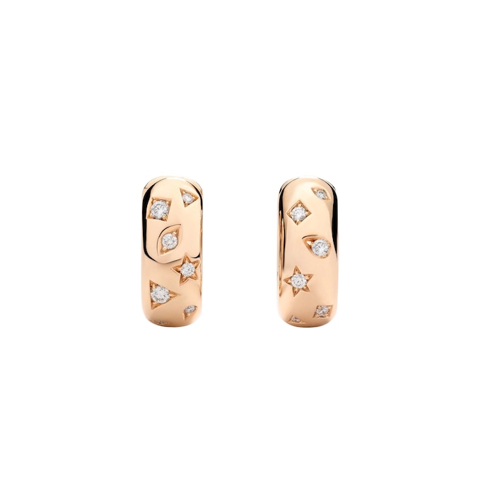 Pomellato 18K Rose Gold Iconica Diamond Hoop Earrings