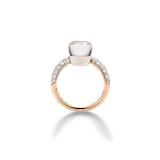 Pomellato 18K Rose & White Gold Nudo Petit Diamond & White Topaz Ring - Size 6.25
