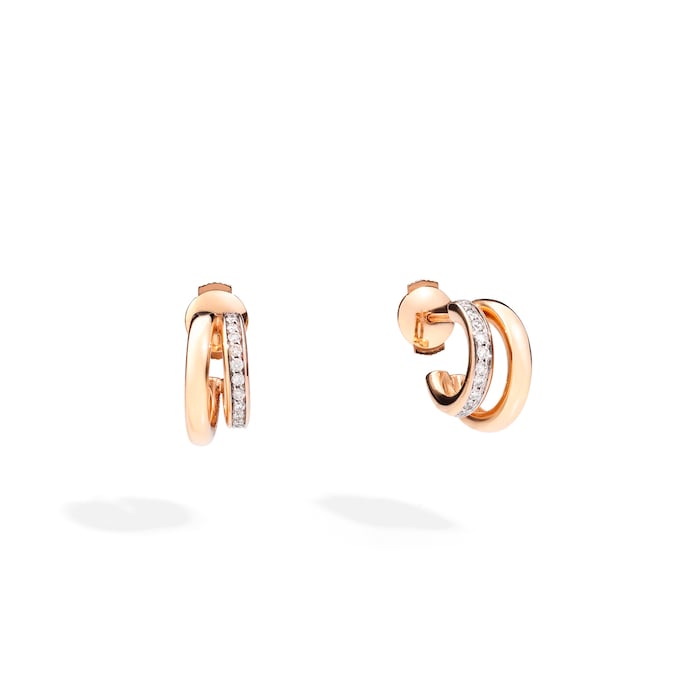 Pomellato 18K Rose Gold Pomellato Together Diamond Double Hoop Earrings