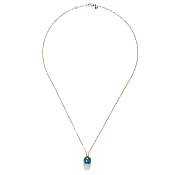 Pomellato 18K Rose & White Gold Nudo Classic Diamond & London Blue Topaz Pendant Necklace