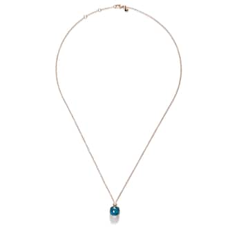 Pomellato 18K Rose & White Gold Nudo Classic Diamond & London Blue Topaz Pendant Necklace