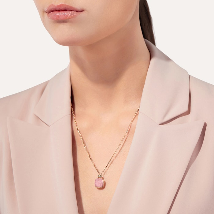 Pomellato 18K Rose Gold Nudo Classic Diamond, Rose Quartz & Chalcedony Pendant Necklace