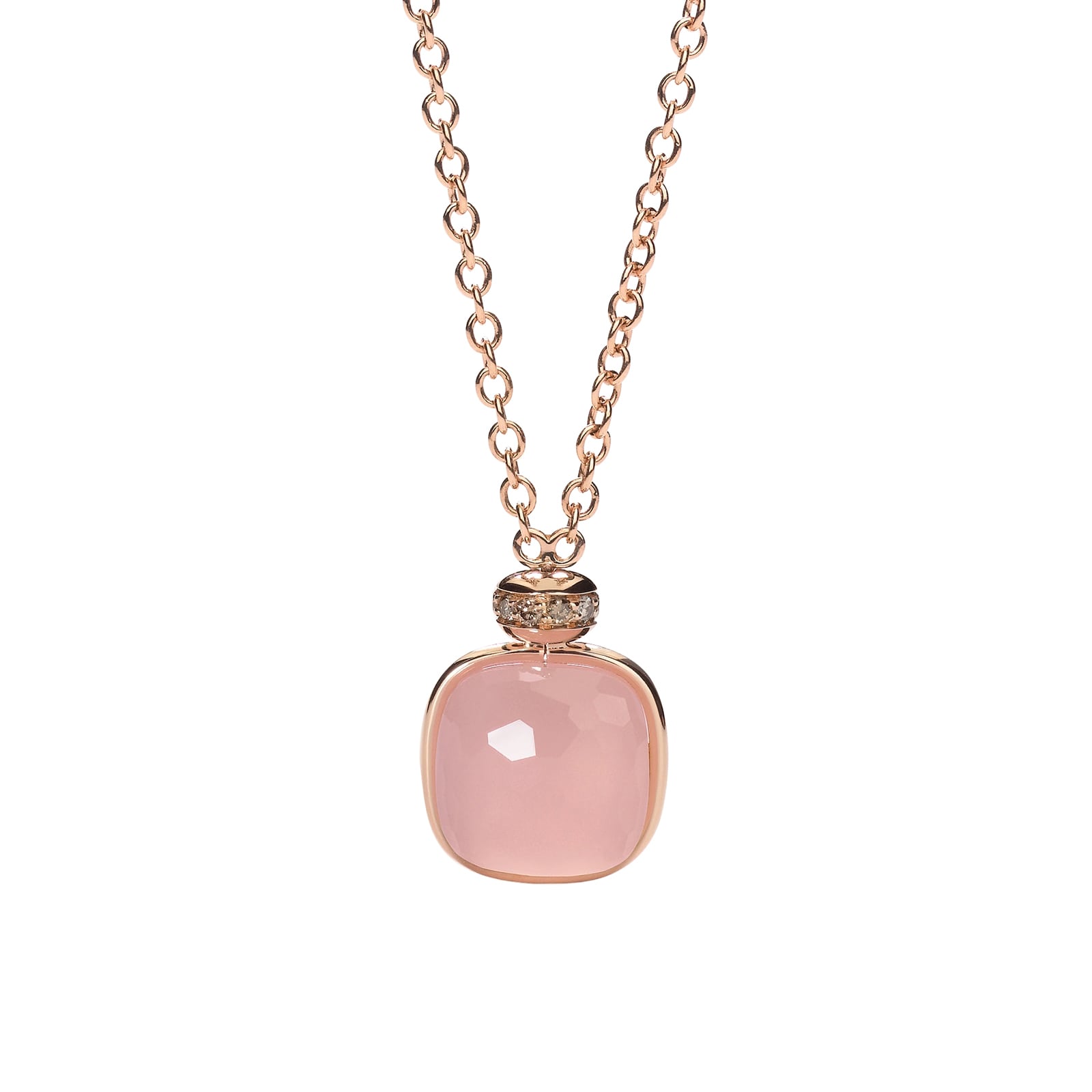 Pomellato 18K Rose Gold Nudo Classic Diamond, Rose Quartz & Chalcedony Pendant Necklace