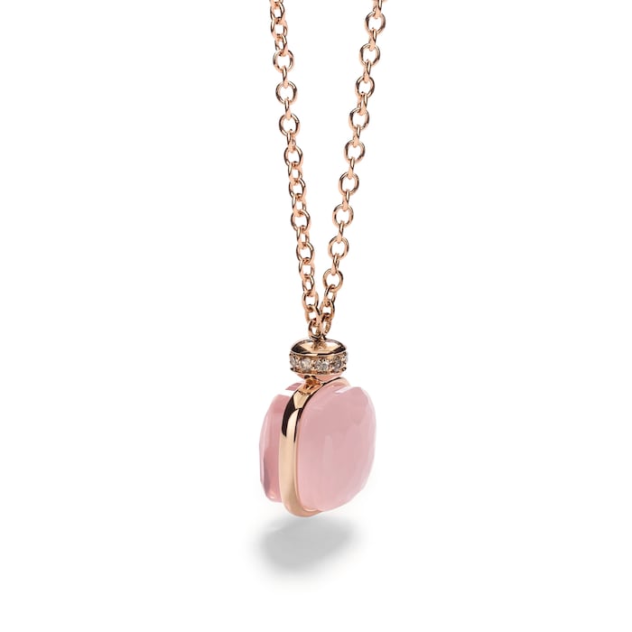 Pomellato 18K Rose Gold Nudo Classic Diamond, Rose Quartz & Chalcedony Pendant Necklace