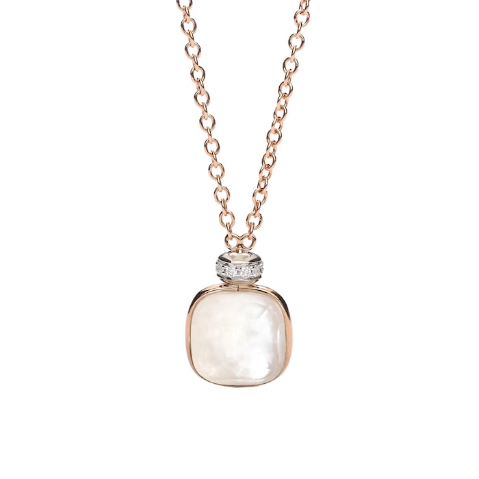 Pomellato 18K Rose & White Gold Nudo Classic Diamond, White Topaz & Mother Of Pearl Pendant Necklace