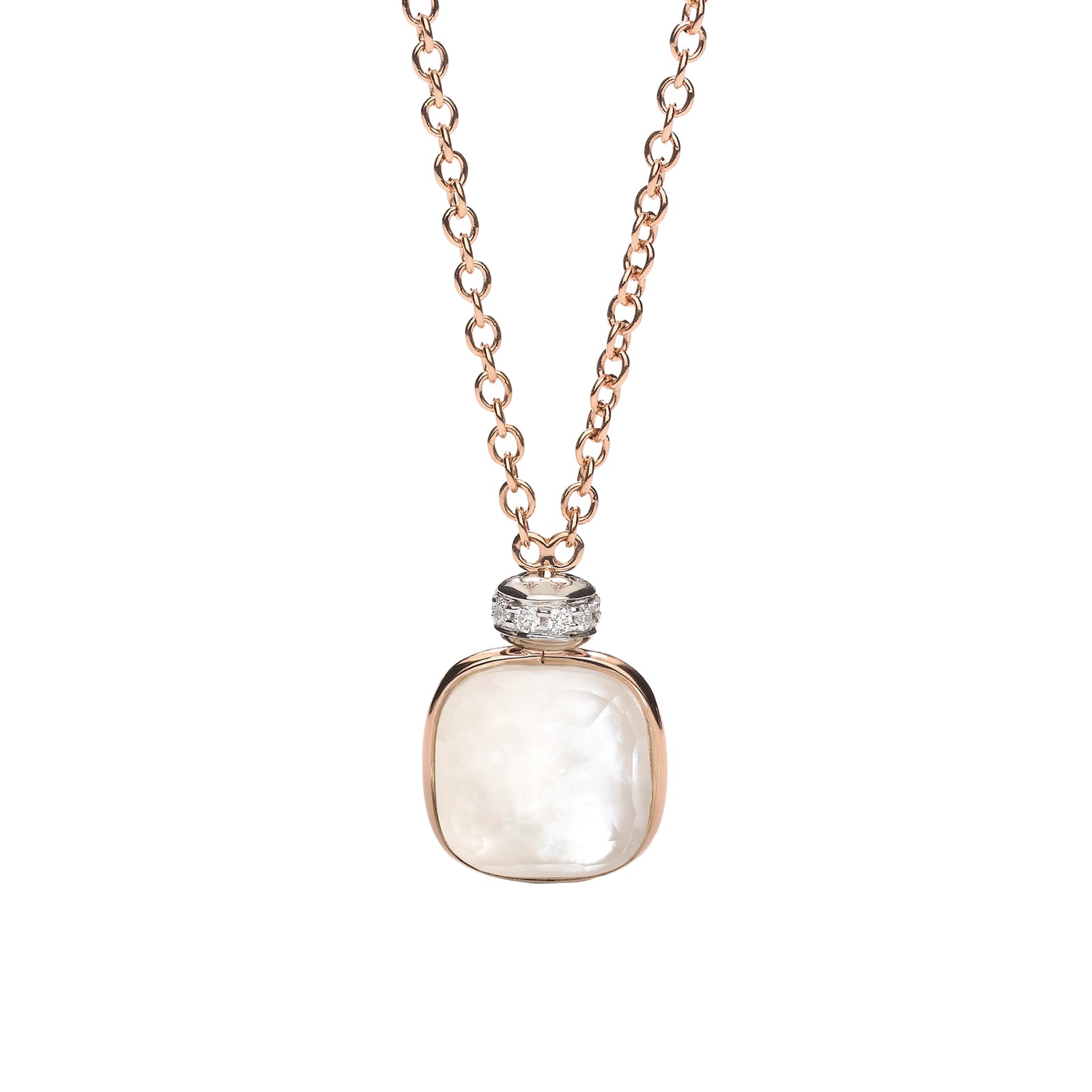 Pomellato 18K Rose & White Gold Nudo Classic Diamond, White Topaz & Mother Of Pearl Pendant Necklace