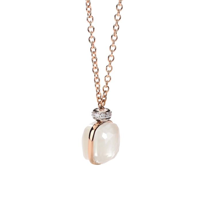 Pomellato 18K Rose & White Gold Nudo Classic Diamond, White Topaz & Mother Of Pearl Pendant Necklace