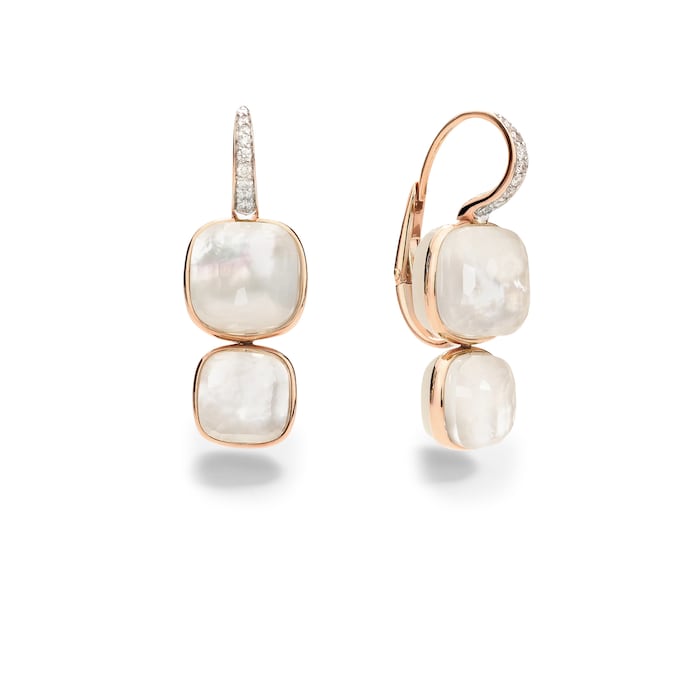 Pomellato 18K Rose Gold Nudo Diamond, White Topaz & Mother Of Pearl Drop Earrings